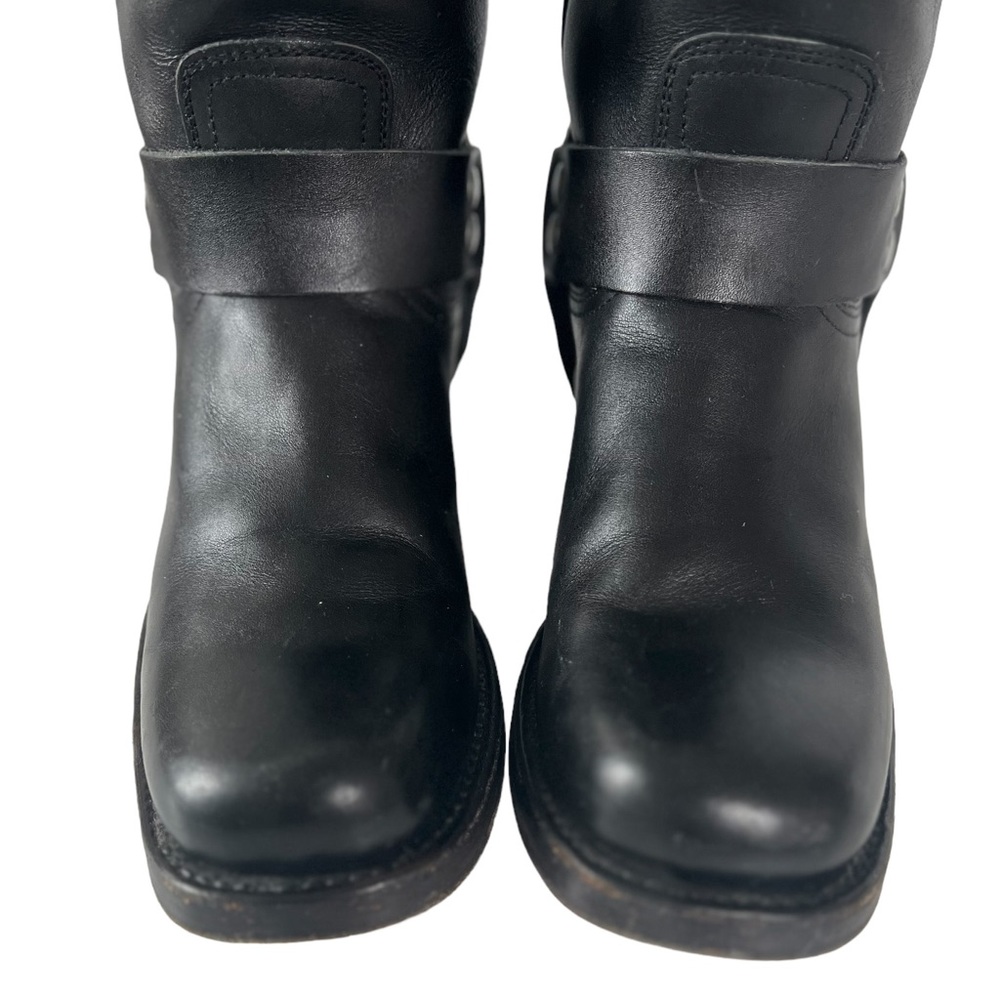 Frye Vintage Y2K Black Leather Square Toe Harness Boots Size 6.5 - Picture 5 of 13